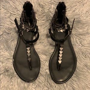 Dolce Vita Black & Silver Sandals with Beading